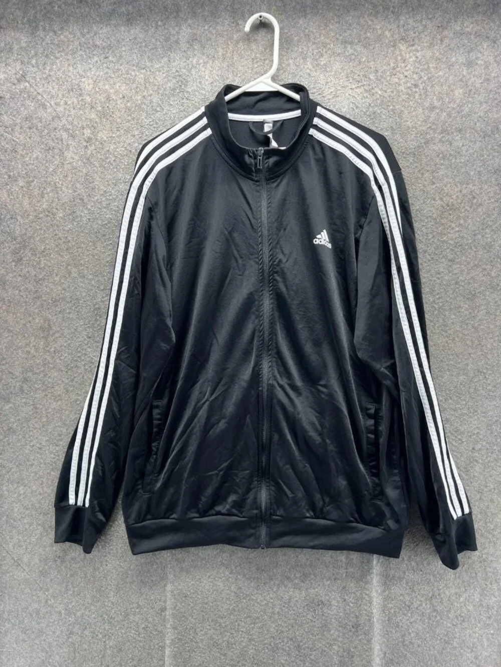 Adidas Track Jacket Mens XL Black Full Zip 3-Stripes James Maloney Gym Rugby